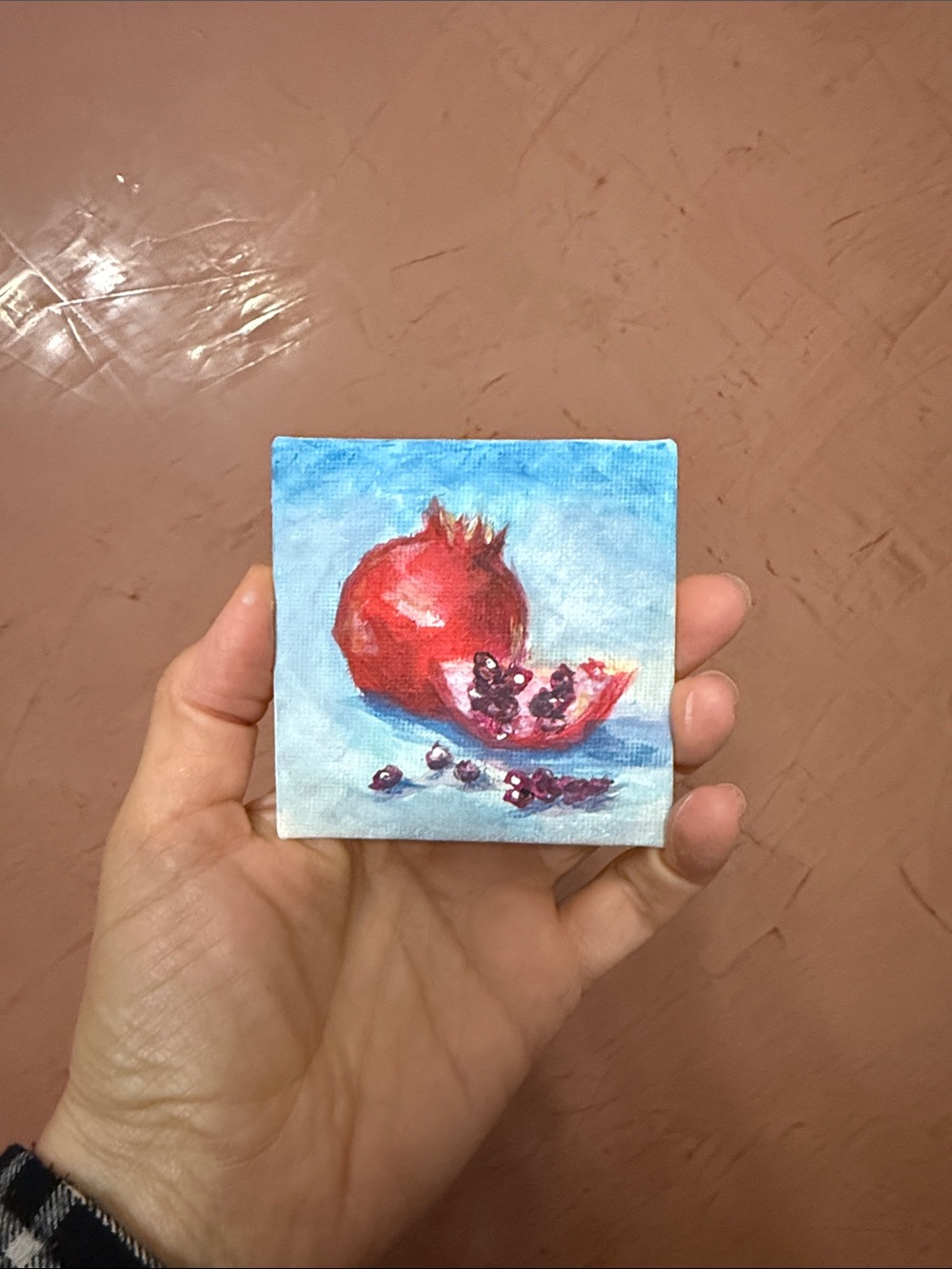 Mini Pomegranate Still Life Canvas Art - Red